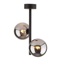 Plafonnier verre m&eacute;tal 2 flammes G9 gris noir