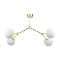 Deckenlampe Glas Metall 4-flammig in Gold Wei&szlig; VINZA