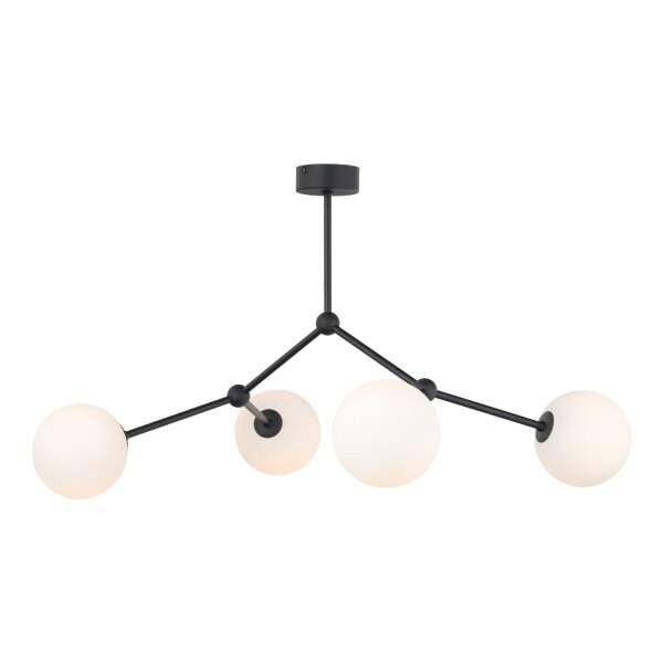 Deckenlampe Kugelschirm Schwarz Weiß Metall Glas