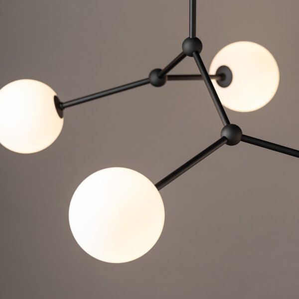 Deckenlampe Kugelschirm Schwarz Weiß Metall Glas