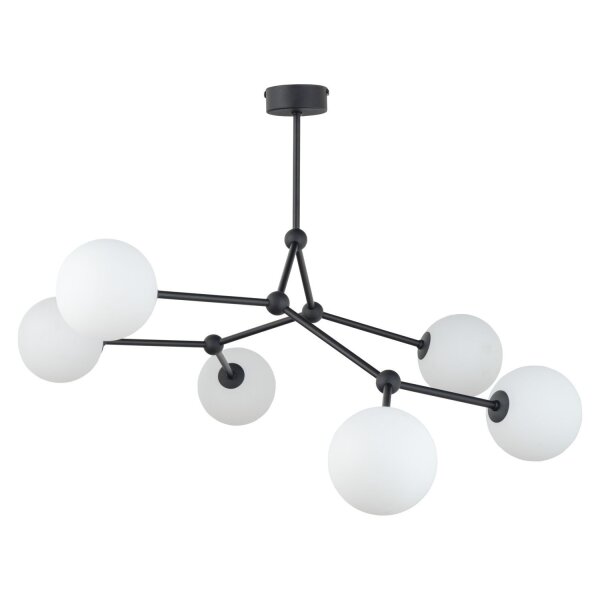 Große Deckenlampe Metall Glas 6-flammig 105 cm lang