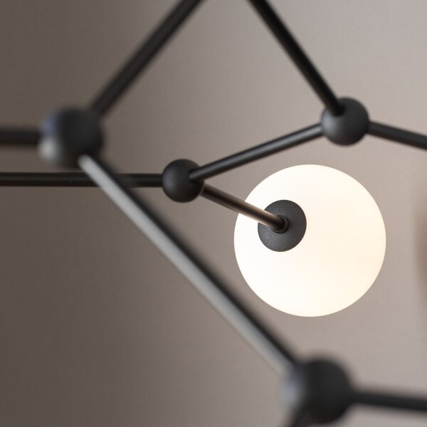 Große Deckenlampe Metall Glas 6-flammig 105 cm lang