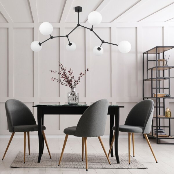 Große Deckenlampe Metall Glas 6-flammig 105 cm lang