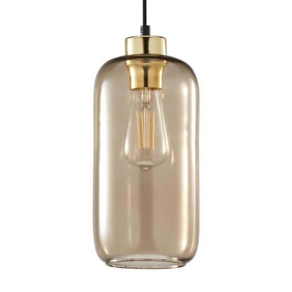 Hängelampe Glas Schirm Ø 14 cm Braun Gold E27