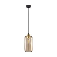 Hängelampe Glas Schirm Ø 14 cm Braun Gold E27