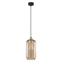 Hängelampe Glas Schirm Ø 14 cm Braun Gold E27