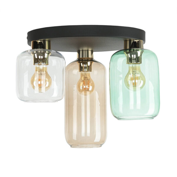 Deckenlampe Glas 3-flammig farbig Ø 44 cm elegant