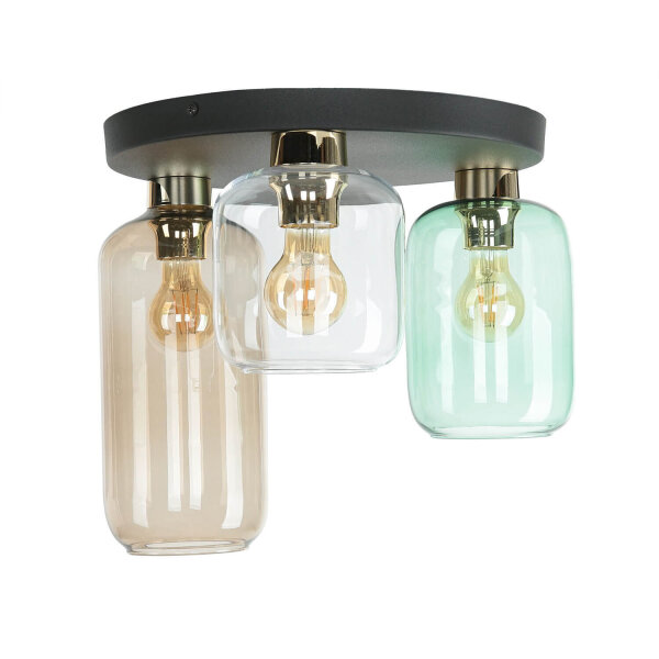Deckenlampe Glas 3-flammig farbig Ø 44 cm elegant