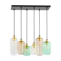 Lampe à suspendre verre métal 6 flammes E27...
