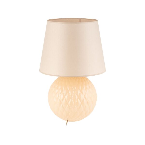 Nachttischlampe Glas Stoff 60 cm Klassisch E27 Ecru Beige