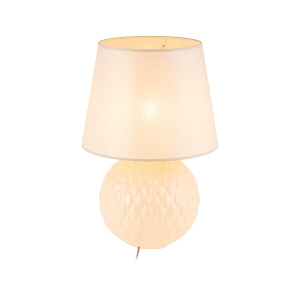 Nachttischlampe Glas Stoff 60 cm Klassisch E27 Ecru Beige