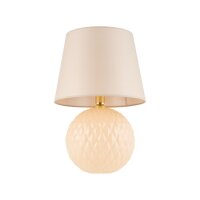 Nachttischlampe Glas Stoff 60 cm Klassisch E27 Ecru Beige