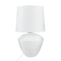Lampe de table blanc argent grand 62 cm tissu verre E27