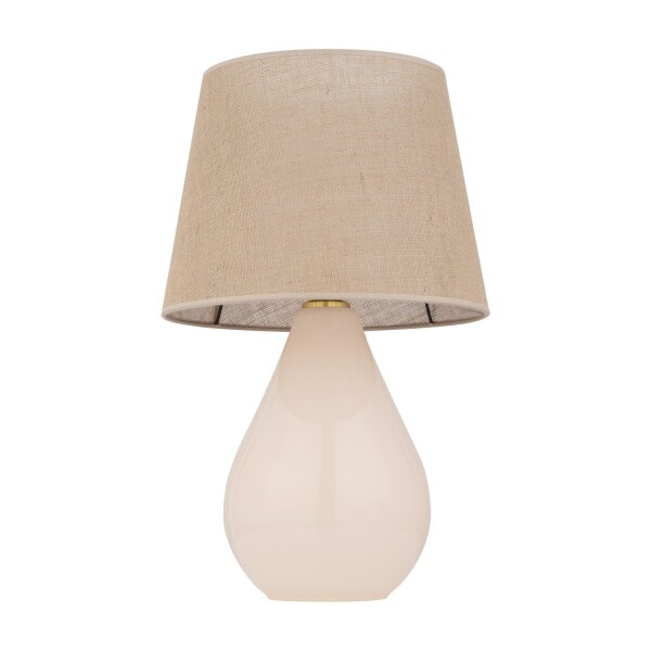 Tischleuchte Glas Jute 67 cm hoch Ecru Braun E27 RIKA