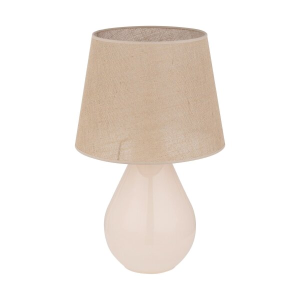 Tischleuchte Glas Jute 67 cm hoch Ecru Braun E27 RIKA