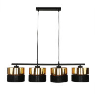 Suspension noir or réglable métal tissu E27