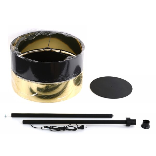 Stehlampe Stoff Metall 159 cm klein Modern Schwarz Gold