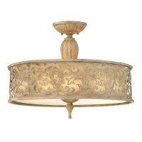 Plafonnier salon vintage rond métal lin