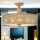Plafonnier salon vintage rond métal lin