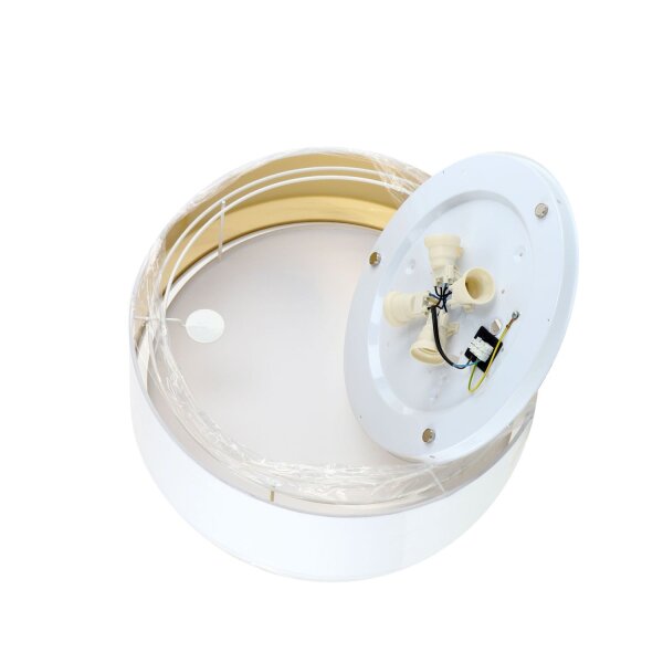 Plafonnier rond Ø 45 cm Blanc Or Abat-jour en tissu anti-éblouissement