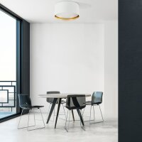 Plafonnier rond Ø 45 cm Blanc Or Abat-jour en...