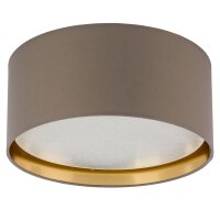 Plafonnier Tissu rond Ø 45 cm Beige Or...