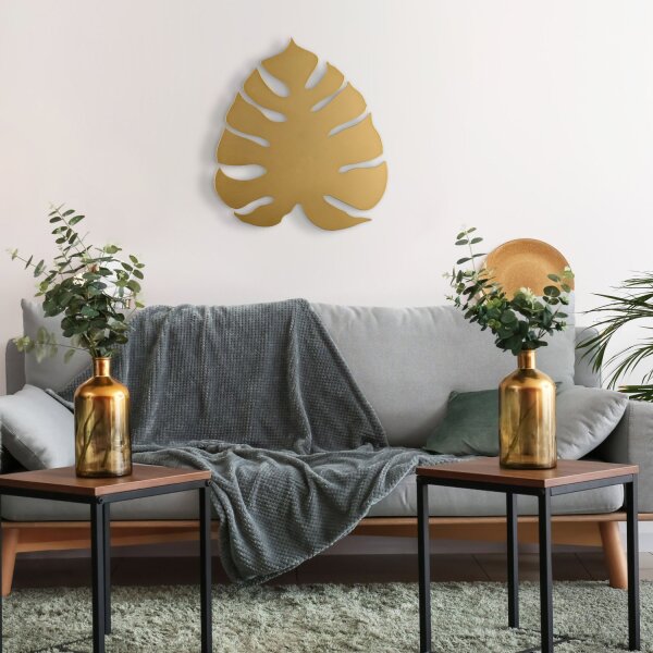 Dekorative Wandleuchte in Gold 39 cm hoch Blatt