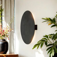 Wandlampe rund flach Ø 20 cm Modern Metall Schwarz
