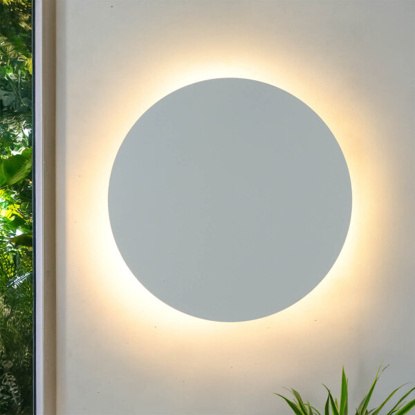 Wandlampe rund Metall Ø 30 cm flach Weiß G9 Modern