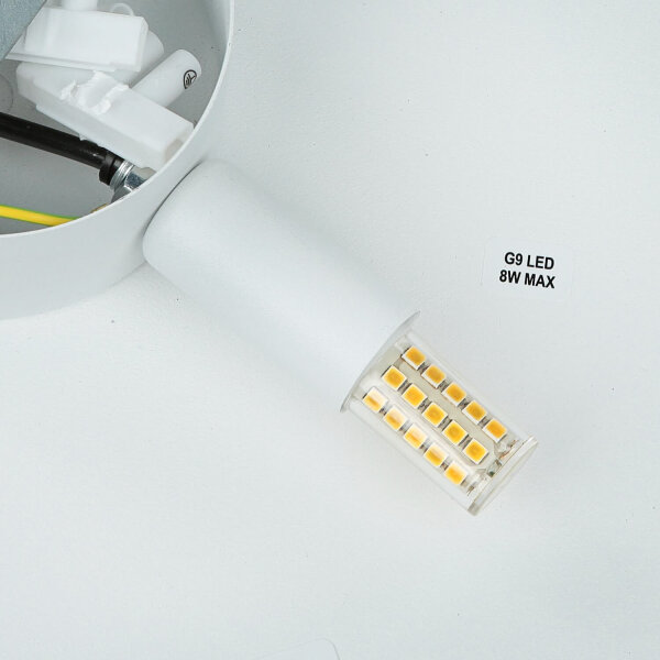Wandlampe rund Metall Ø 30 cm flach Weiß G9 Modern