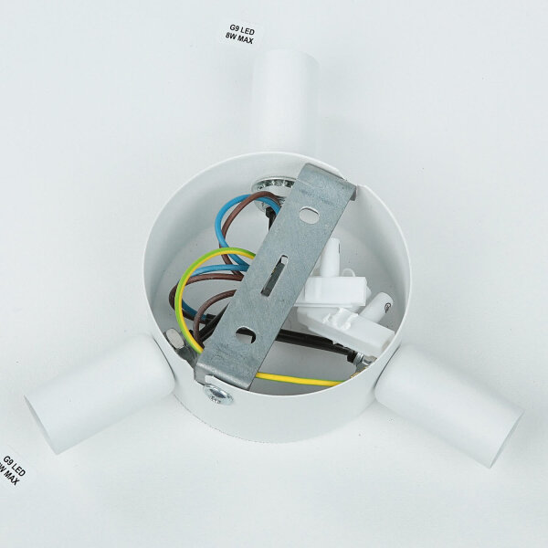 Wandlampe rund Metall Ø 30 cm flach Weiß G9 Modern