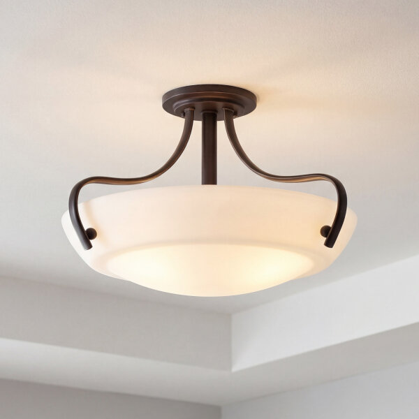 Deckenleuchte Bronze Glas Metall E27 3-flammig Ø46 cm
