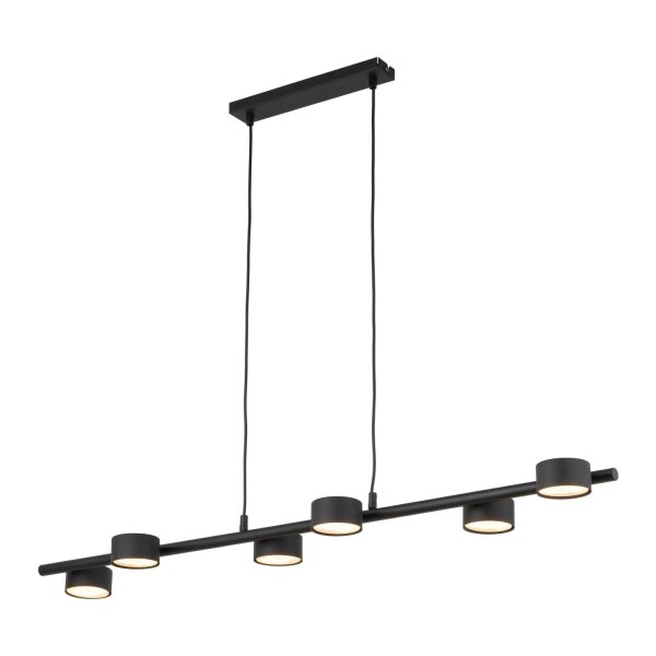 Lampe à suspendre noire 6 flammes oblongue table à manger
