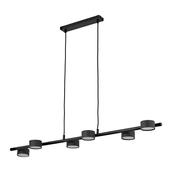 Lampe à suspendre noire 6 flammes oblongue table à manger