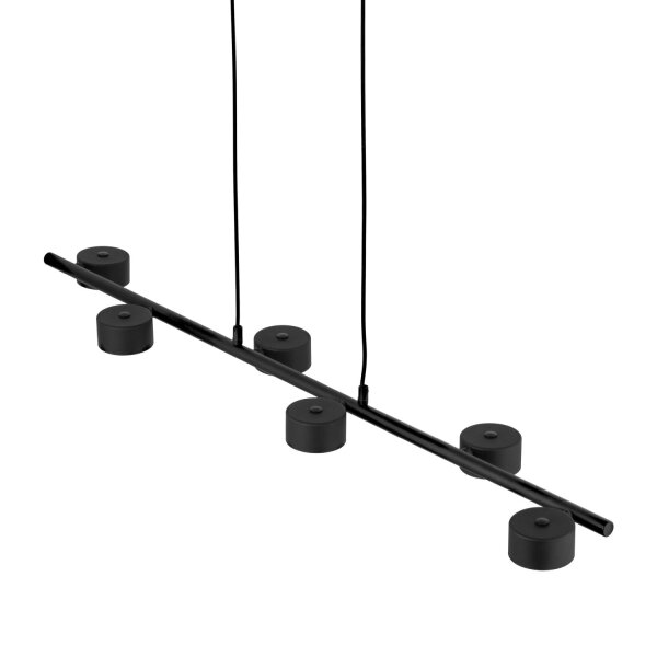 Lampe à suspendre noire 6 flammes oblongue table à manger