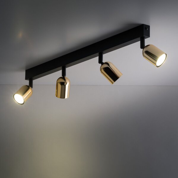 Deckenstrahler Wohnzimmer 84 cm lang Metall Schwarz Gold