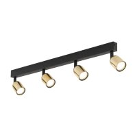 Spot de plafond salon 84 cm long métal noir or