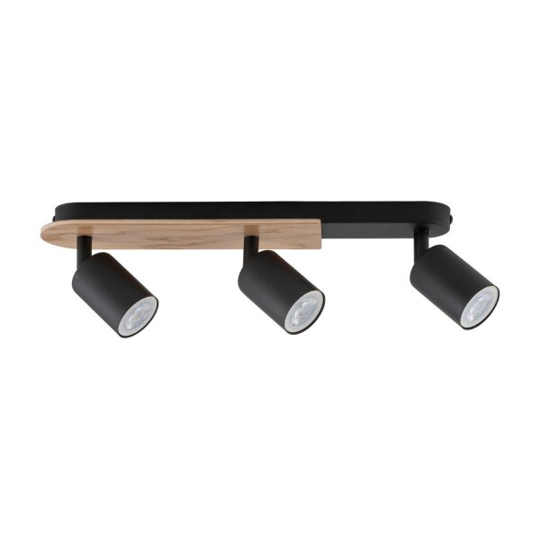 Spot à poser 3 flammes GU10 51 cm Métal Bois Moderne