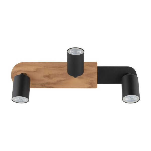 Spot à poser 3 flammes GU10 51 cm Métal Bois Moderne