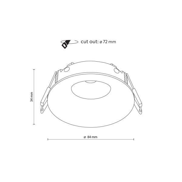 Einbauleuchte rund Ø 84 mm Weiß GU10 IP44 Bad