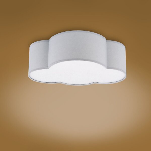 Lampe pour chambre denfant Gris Tissu Gris plat 2x E27 Nuage