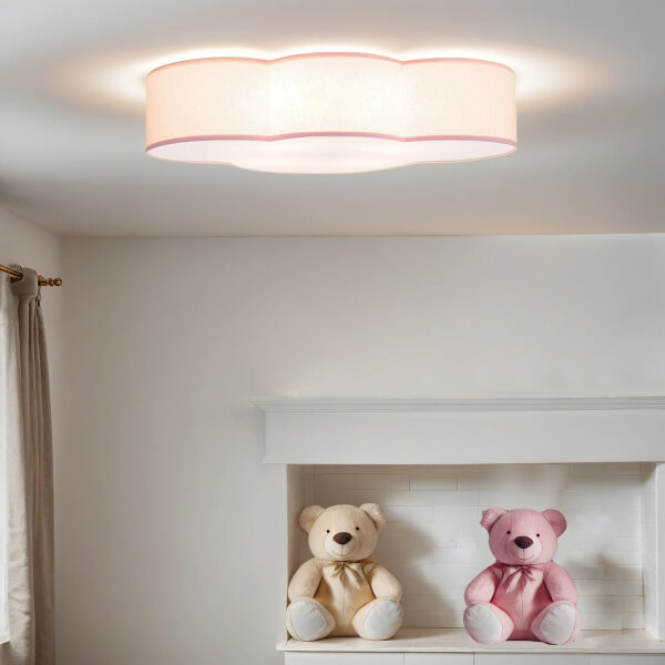 Wolkenlampe Rosa Stoff 62 cm lang 4x E27 Baby Kinder