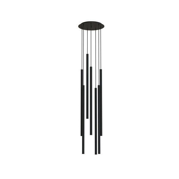 Moderne Pendelleuchte Schwarz 7-flammig G9 Metall