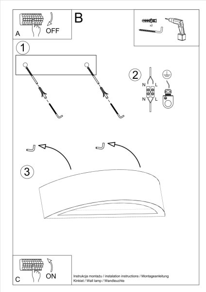 Wandlampe Up Down Beton 40 cm indirekt E27 innen