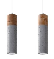 H&auml;ngelampe 2-flammig GU10 Beton Holz Modern RUGARD