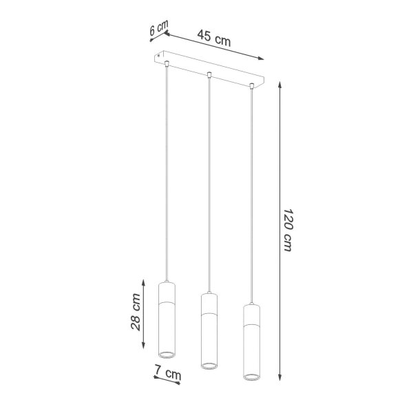 Graue Hängelampe 3-flammig Beton Holz verstellbar GU10