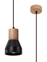 Lampe à suspendre Noir Béton Bois...