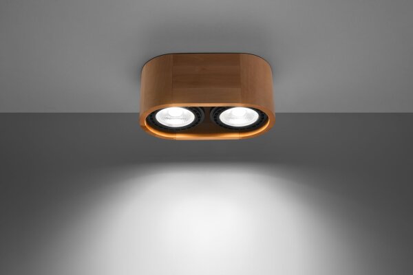 Deckenspot 2-flammig klein Modern Holz wohnlich DIWO