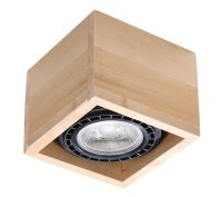 Spot Lampe Holz quadratisch B: 14 cm klein flach GU10