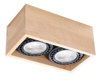 Plafonnier bois carré petit pour 2x GU10 confortable